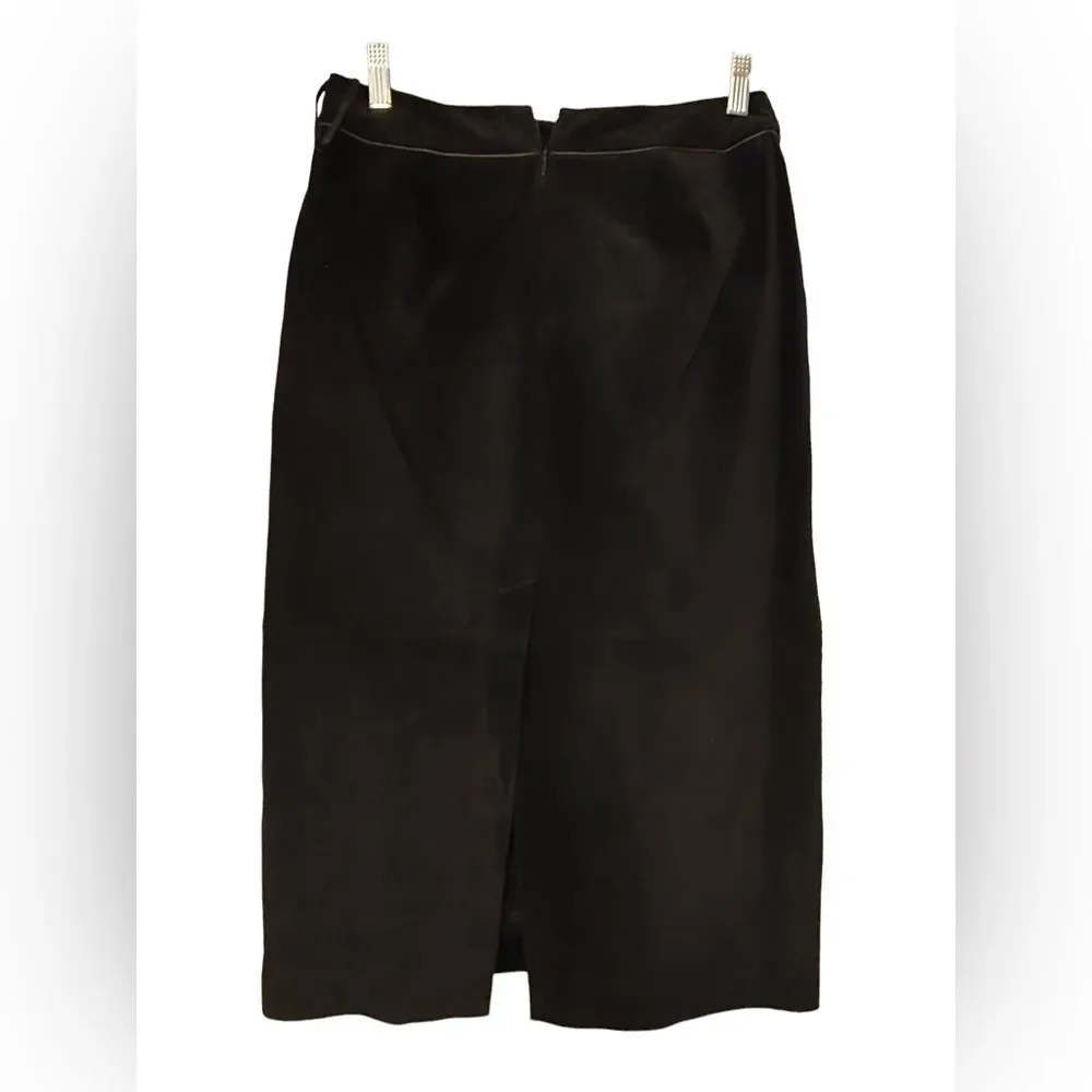 ANN TAYLOR Womens Genuine Leather Black Pencil Skirt- 6 - Picture 3 of 6